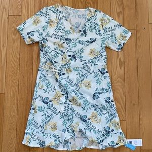 Cupshe white leafy print wrap dress